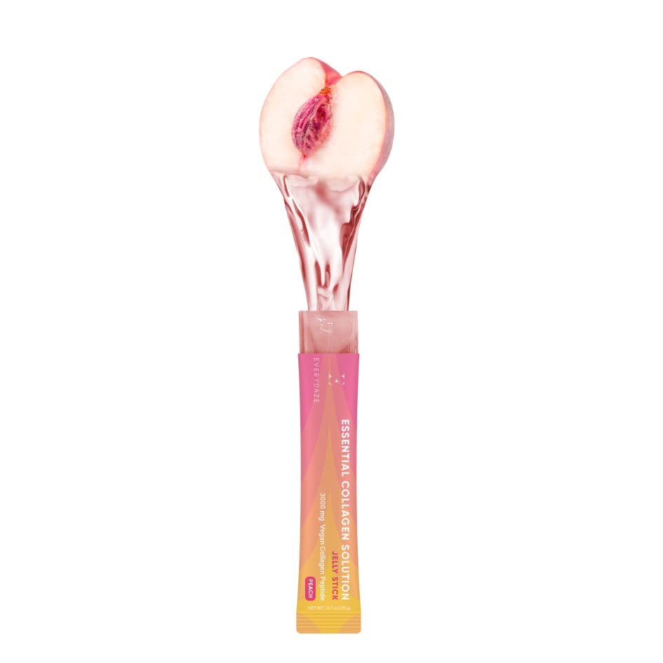 EVERYDAZE Essential Collagen Solution Jelly Stick – Pflanzlich, Pfirsichgeschmack, 10er-Pack – Vitamine, Mineralien, Antioxidantien für Männer & Frauen