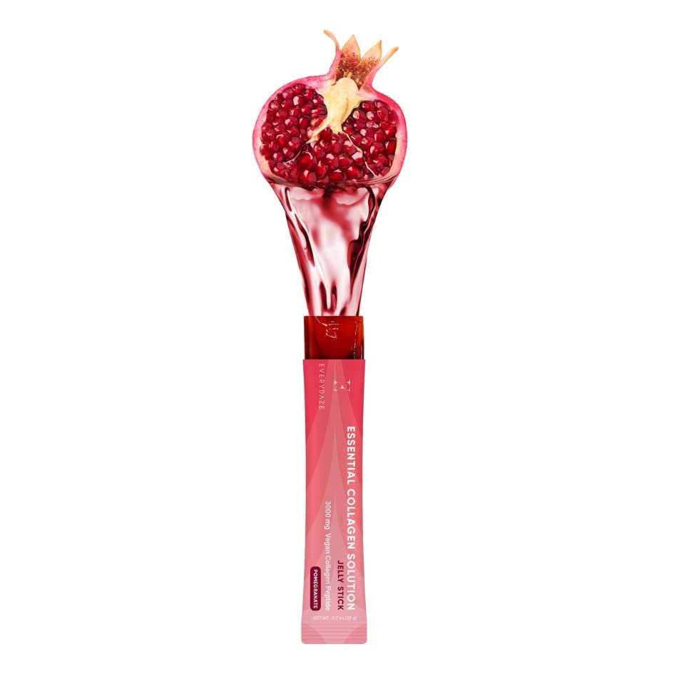 EVERYDAZE Essential Collagen Solution Jelly Stick | Pflanzlich | Granatapfel | 10er Pack | Für Haare, Haut, Nägel, Schönheit, Knochen | Vitamine, Mineralien, Antioxidantien für Männer & Frauen