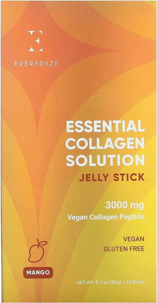 EVERYDAZE Essential Collagen Solution Jelly Stick | Pflanzlich | Mango | 10er-Pack | Vitamine, Mineralien, Antioxidantien für Männer & Frauen
