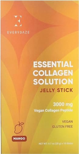 EVERYDAZE Essential Collagen Solution Jelly Stick | Pflanzlich | Mango | 10er-Pack | Vitamine, Mineralien, Antioxidantien für Männer & Frauen