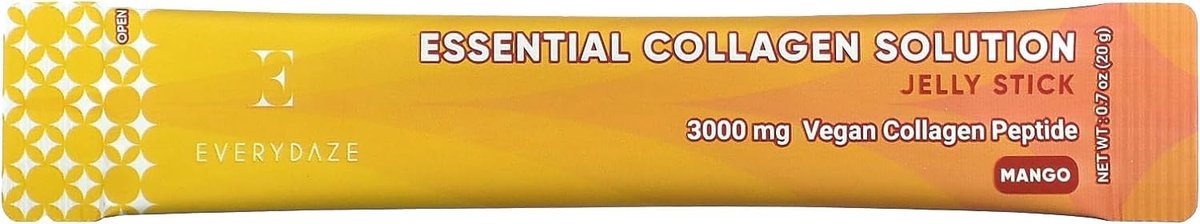 EVERYDAZE Essential Collagen Solution Jelly Stick | Pflanzlich | Mango | 10er-Pack | Vitamine, Mineralien, Antioxidantien für Männer & Frauen