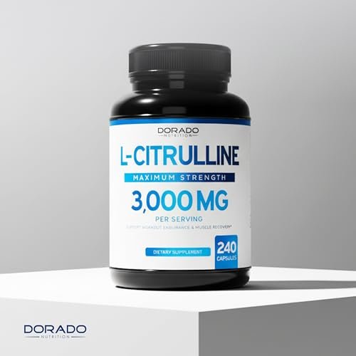 L-Citrullin 3000mg Kapseln (240 Stück) – Unterstützt L-Arginin & Stickstoffmonoxid – für Männer & Frauen – Muskelregeneration & Pump – vegan, nicht-GVO, in den USA hergestellt