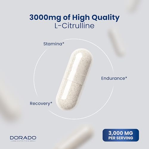 L-Citrullin 3000mg Kapseln (240 Stück) – Unterstützt L-Arginin & Stickstoffmonoxid – für Männer & Frauen – Muskelregeneration & Pump – vegan, nicht-GVO, in den USA hergestellt