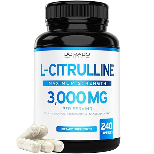L-Citrullin 3000mg Kapseln (240 Stück) – Unterstützt L-Arginin & Stickstoffmonoxid – für Männer & Frauen – Muskelregeneration & Pump – vegan, nicht-GVO, in den USA hergestellt