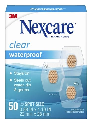 Nexcare Wasserdichte Klarsicht-Pflaster, Schutz und Abdeckung, 360-Grad-Versiegelung um das Pad bietet Schutz vor Wasser, Schmutz und Keimen, 0,88 x 1,1 Zoll, 50 Stück (3er-Pack)