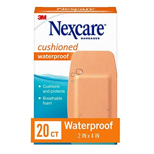 Nexcare Waterproof Cushioned Bandages, Knie & Ellenbogen, 5 x 10 cm, 20 Stück