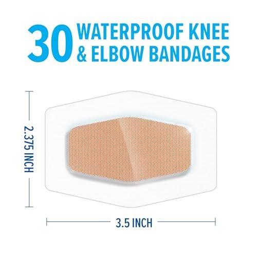 Nexcare Wasserfeste Klarsicht-Pflaster für Knie und Ellenbogen – 30 Stück, 2,38 x 3,5 Zoll