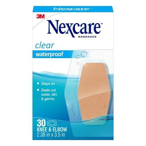Nexcare Wasserfeste Klarsicht-Pflaster für Knie und Ellenbogen – 30 Stück, 2,38 x 3,5 Zoll