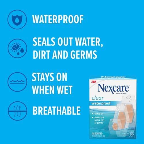 Nexcare Wasserfeste Klarsicht-Pflaster für Knie und Ellenbogen – 30 Stück, 2,38 x 3,5 Zoll