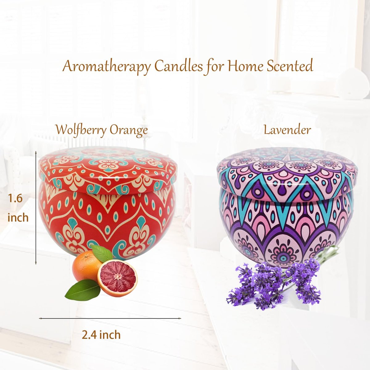 Duftkerzen Geschenkset – Aromatherapie-Kerzen für Zuhause, tragbare Hotel-Kerzen, natürliches Sojawachs im Metalldöschen, 2er-Pack, 2,5 Unzen, langanhaltend, Geschenk für Frauen