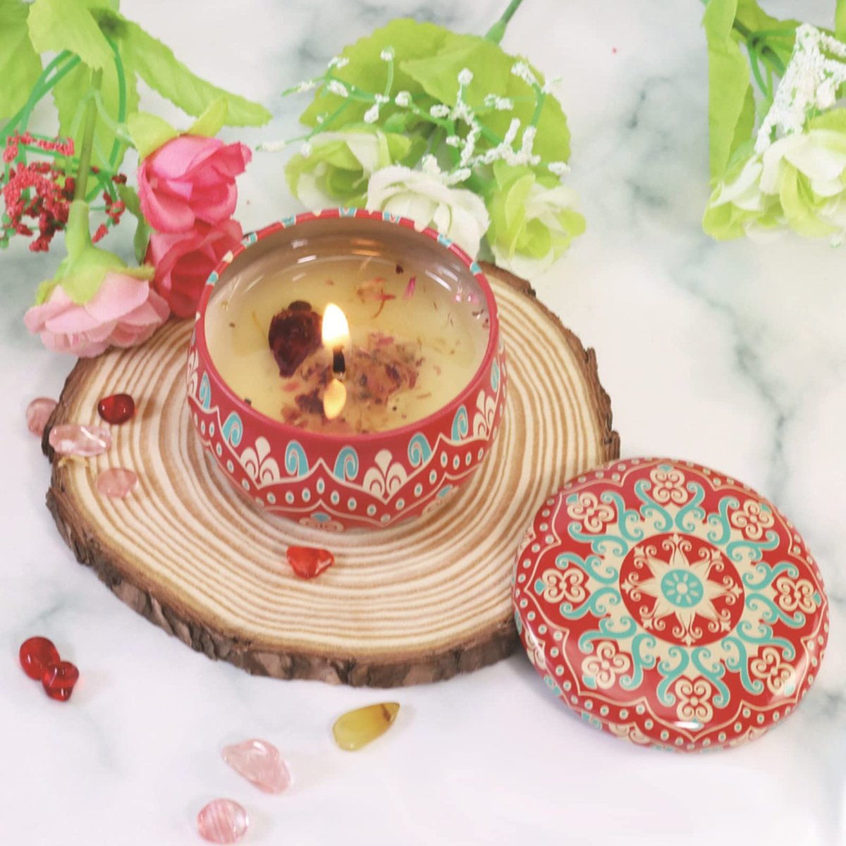 Duftkerzen Geschenkset – Aromatherapie-Kerzen für Zuhause, tragbare Hotel-Kerzen, natürliches Sojawachs im Metalldöschen, 2er-Pack, 2,5 Unzen, langanhaltend, Geschenk für Frauen
