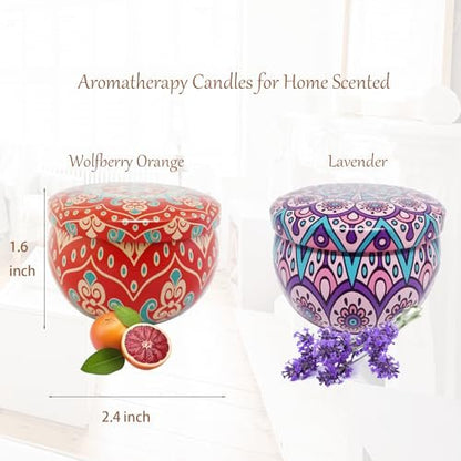 Duftkerzen Geschenkset – Aromatherapie-Kerzen für Zuhause, tragbare Hotel-Kerzen, natürliches Sojawachs im Metalldöschen, 2er-Pack, 2,5 Unzen, langanhaltend, Geschenk für Frauen