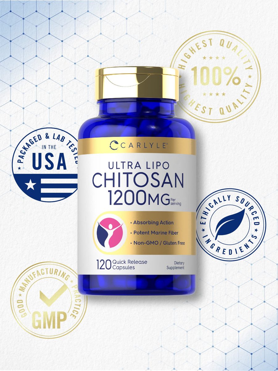 Carlyle Chitosan 1200 mg – 120 Kapseln, Non-GMO, glutenfrei, Ultra Lipo