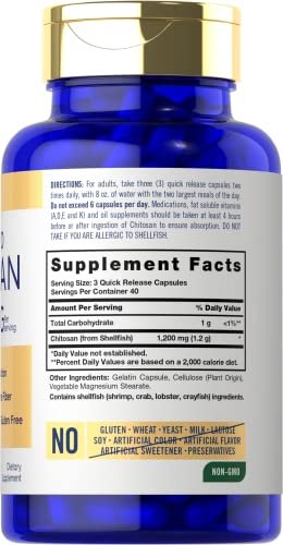 Carlyle Chitosan 1200 mg – 120 Kapseln, Non-GMO, glutenfrei, Ultra Lipo