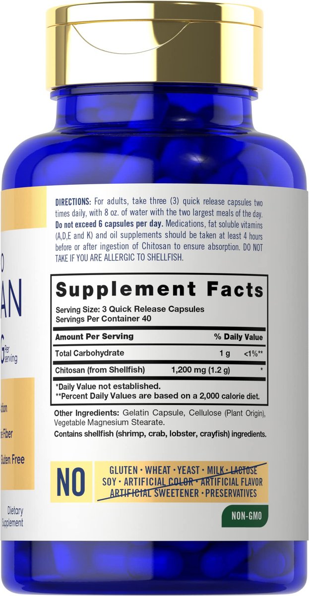 Carlyle Chitosan 1200 mg – 120 Kapseln, Non-GMO, glutenfrei, Ultra Lipo
