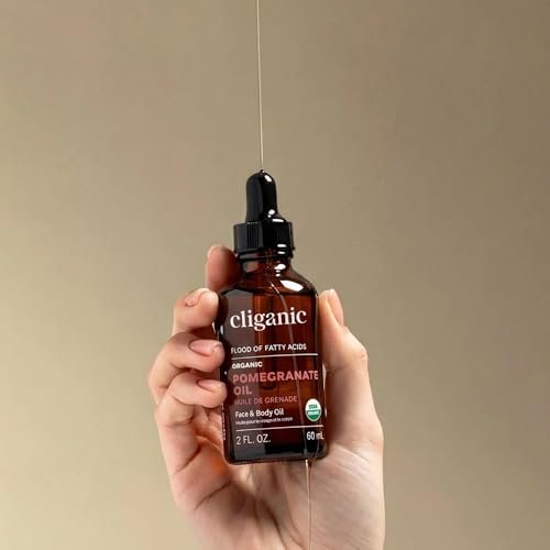 Cliganic Bio Granatapfelkernöl, 100% Rein – Für Gesicht und Haut | Kaltgepresst, Unraffiniert