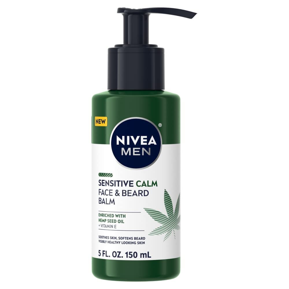 NIVEA Men Sensitive Calm Gesichts- und Bartbalsam für empfindliche Haut, 150 ml Pumpflasche