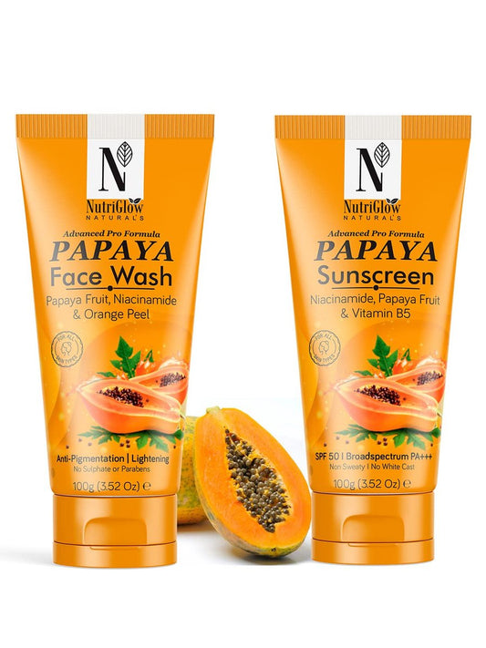 NUTRIGLOW Naturals Advanced Pro Formula Set mit 2 Papaya Gesichtsreiniger & Sonnenschutz