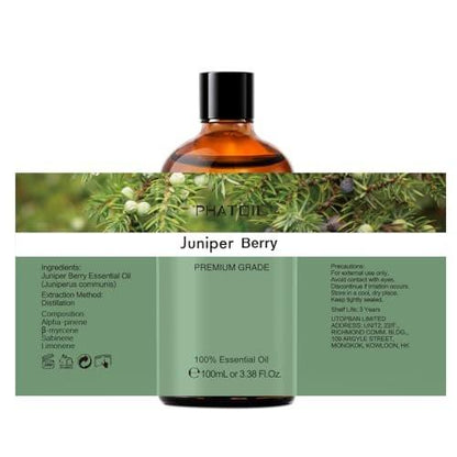 Wacholderbeere Ätherisches Öl 100 ml – reines Aromaöl für Diffuser, Luftbefeuchter, DIY Seife, Kerzen, Badebomben – PHATOIL