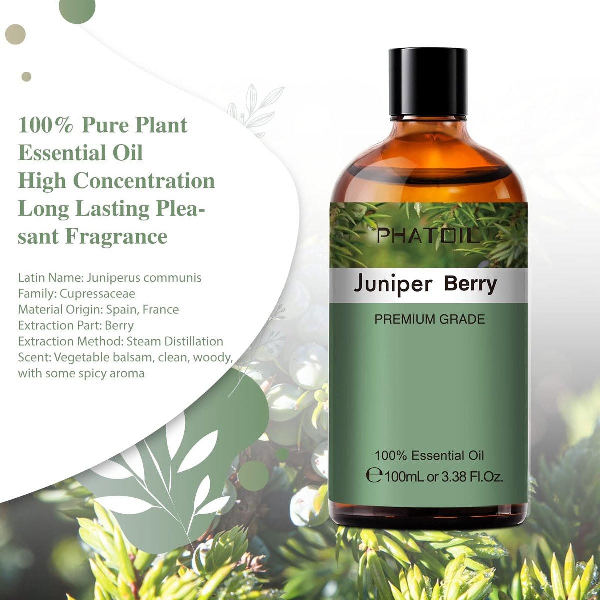 Wacholderbeere Ätherisches Öl 100 ml – reines Aromaöl für Diffuser, Luftbefeuchter, DIY Seife, Kerzen, Badebomben – PHATOIL