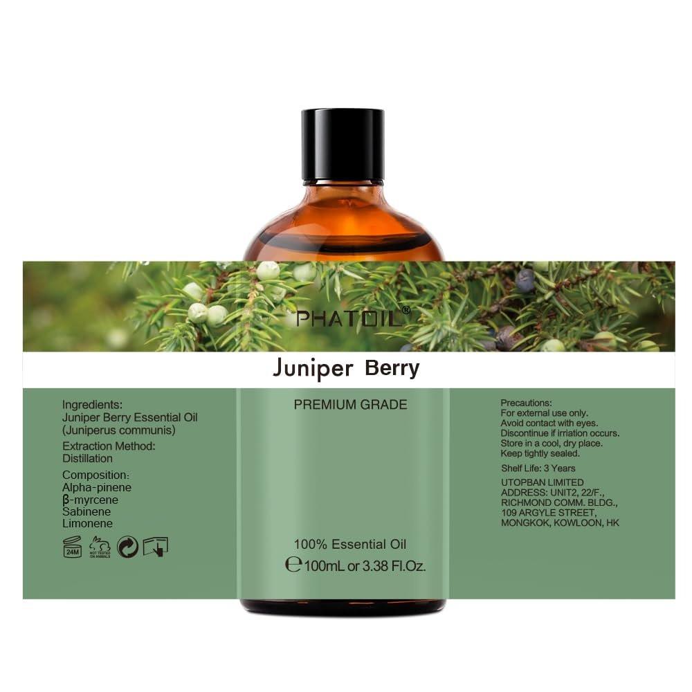 Wacholderbeere Ätherisches Öl 100 ml – reines Aromaöl für Diffuser, Luftbefeuchter, DIY Seife, Kerzen, Badebomben – PHATOIL