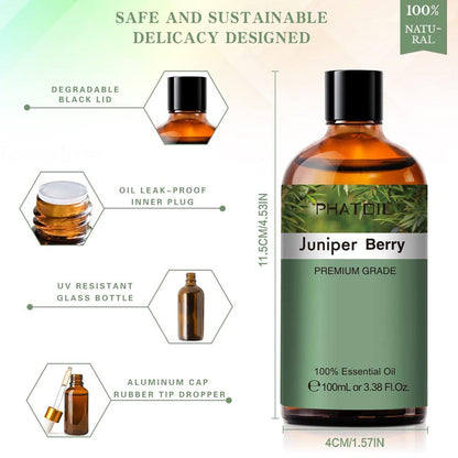 Wacholderbeere Ätherisches Öl 100 ml – reines Aromaöl für Diffuser, Luftbefeuchter, DIY Seife, Kerzen, Badebomben – PHATOIL