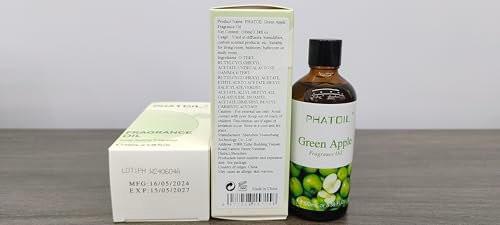 PHATOIL Grüner Apfel Duftöl 100ml – Aromatherapie Öl für Diffuser, DIY Kerzen & Seifen