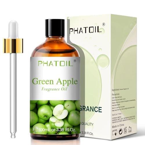 PHATOIL Grüner Apfel Duftöl 100ml – Aromatherapie Öl für Diffuser, DIY Kerzen & Seifen