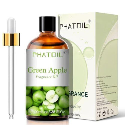 PHATOIL Grüner Apfel Duftöl 100ml – Aromatherapie Öl für Diffuser, DIY Kerzen & Seifen