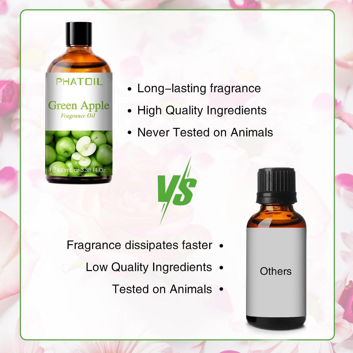 PHATOIL Grüner Apfel Duftöl 100ml – Aromatherapie Öl für Diffuser, DIY Kerzen & Seifen