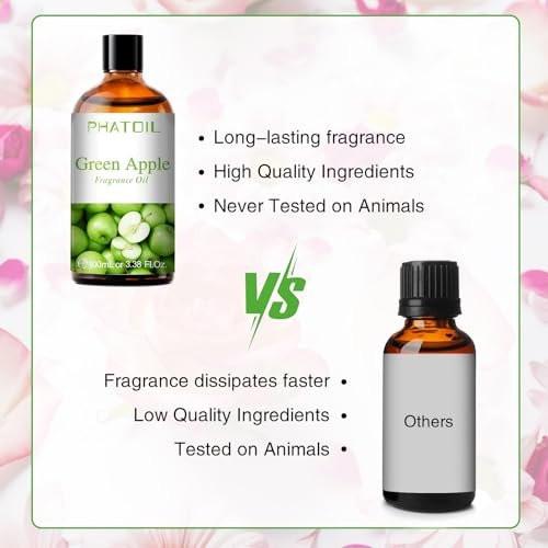 PHATOIL Grüner Apfel Duftöl 100ml – Aromatherapie Öl für Diffuser, DIY Kerzen & Seifen