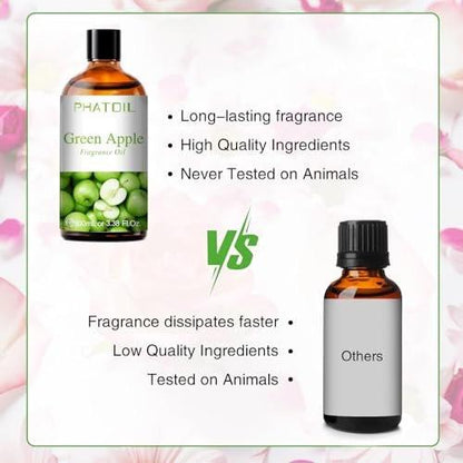 PHATOIL Grüner Apfel Duftöl 100ml – Aromatherapie Öl für Diffuser, DIY Kerzen & Seifen