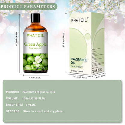PHATOIL Grüner Apfel Duftöl 100ml – Aromatherapie Öl für Diffuser, DIY Kerzen & Seifen