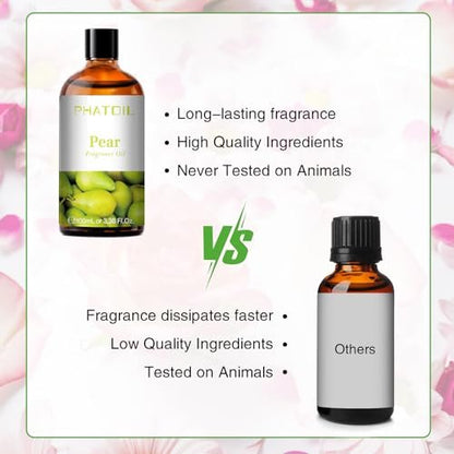 PHATOIL Birnen-Duftöl 100 ml – Aromatherapie-Öl für Diffuser, Yoga, Hautpflege, DIY Kerzen- und Seifenherstellung