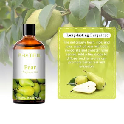 PHATOIL Birnen-Duftöl 100 ml – Aromatherapie-Öl für Diffuser, Yoga, Hautpflege, DIY Kerzen- und Seifenherstellung