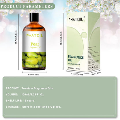 PHATOIL Birnen-Duftöl 100 ml – Aromatherapie-Öl für Diffuser, Yoga, Hautpflege, DIY Kerzen- und Seifenherstellung