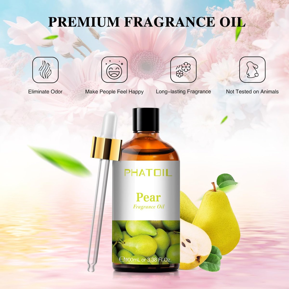 PHATOIL Birnen-Duftöl 100 ml – Aromatherapie-Öl für Diffuser, Yoga, Hautpflege, DIY Kerzen- und Seifenherstellung