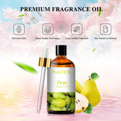 PHATOIL Birnen-Duftöl 100 ml – Aromatherapie-Öl für Diffuser, Yoga, Hautpflege, DIY Kerzen- und Seifenherstellung