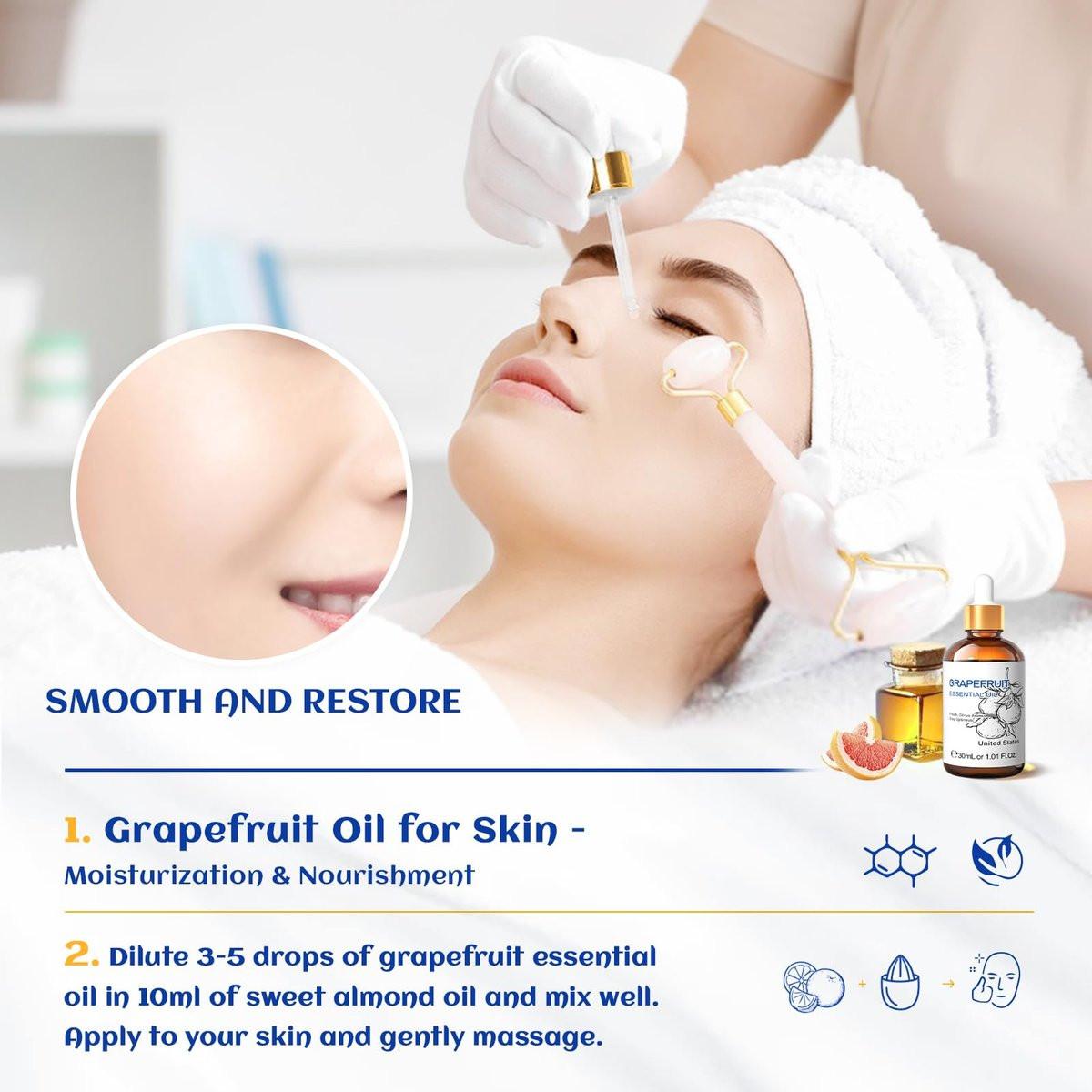 HIQILI 30 ml Grapefruit Essential Oil – 100% Rein & Natürlich für Diffuser & Hautpflege, 1 Fl Oz
