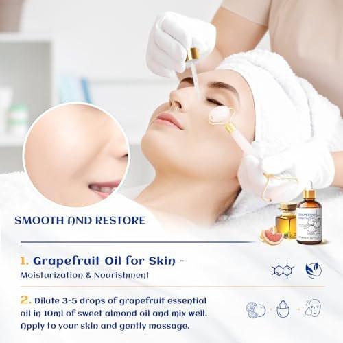 HIQILI 30 ml Grapefruit Essential Oil – 100% Rein & Natürlich für Diffuser & Hautpflege, 1 Fl Oz