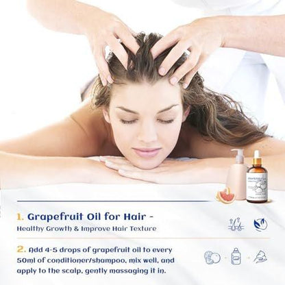 HIQILI 30 ml Grapefruit Essential Oil – 100% Rein & Natürlich für Diffuser & Hautpflege, 1 Fl Oz