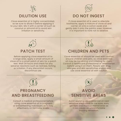 HIQILI 30 ml Nelkenöl für Zähne und Zahnfleisch, 100% rein natürlich, Mundpflege, DIY-Spray, Aromatherapie