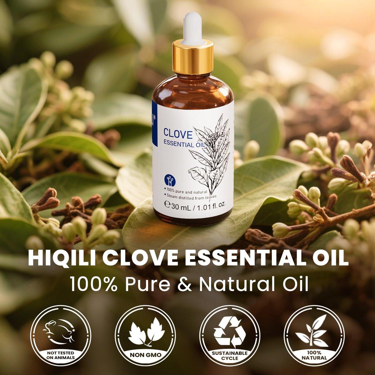 HIQILI 30 ml Nelkenöl für Zähne und Zahnfleisch, 100% rein natürlich, Mundpflege, DIY-Spray, Aromatherapie