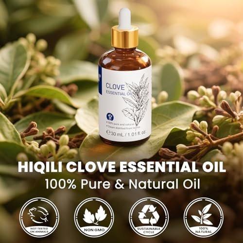 HIQILI 30 ml Nelkenöl für Zähne und Zahnfleisch, 100% rein natürlich, Mundpflege, DIY-Spray, Aromatherapie
