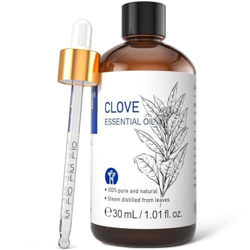 HIQILI 30 ml Nelkenöl für Zähne und Zahnfleisch, 100% rein natürlich, Mundpflege, DIY-Spray, Aromatherapie
