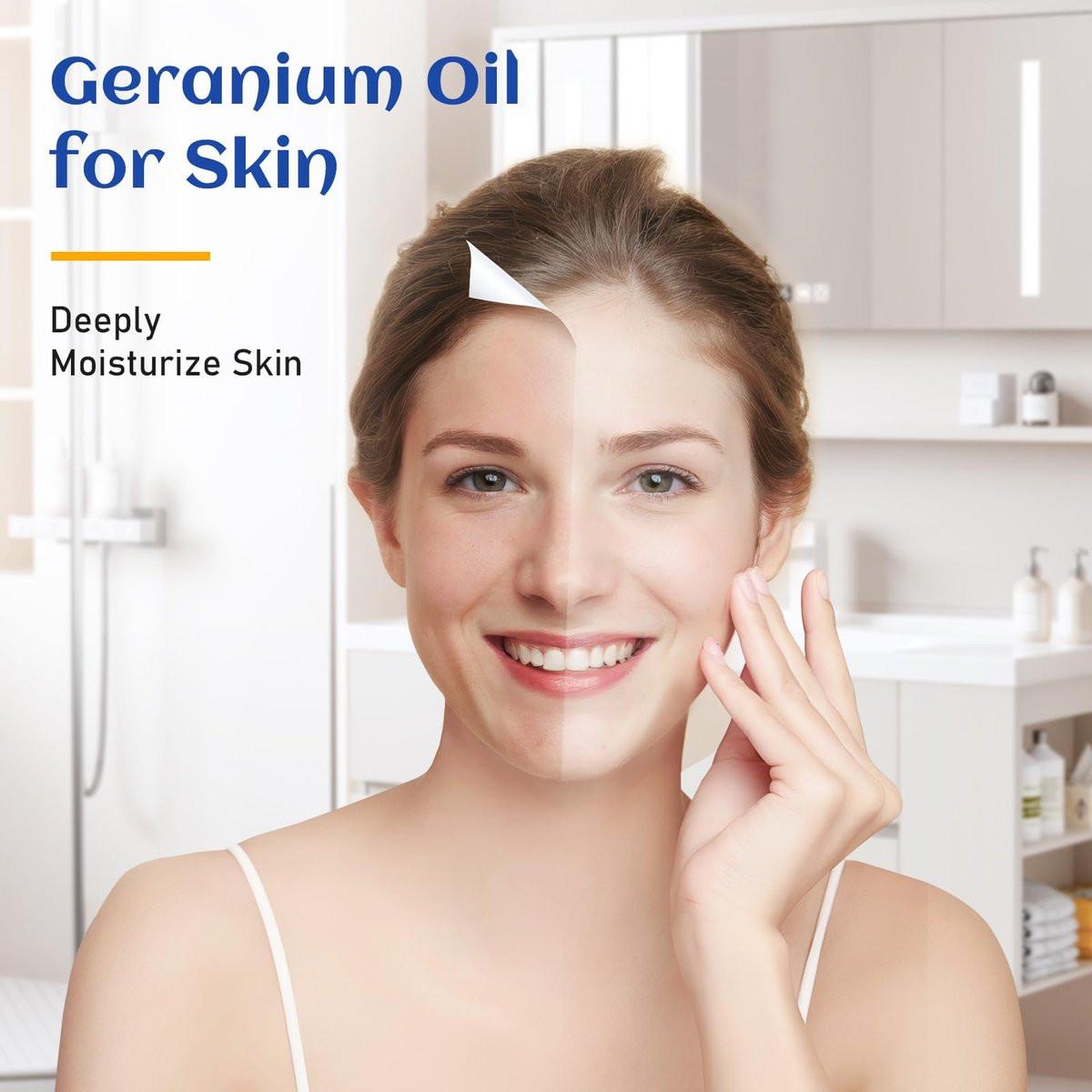 HIQILI Geraniumöl 30ml – 100% reines und natürliches ätherisches Öl für Haut, Diffuser & Kerzen, 1,01 Fl Oz