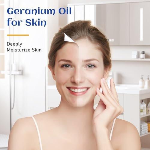 HIQILI Geraniumöl 30ml – 100% reines und natürliches ätherisches Öl für Haut, Diffuser & Kerzen, 1,01 Fl Oz