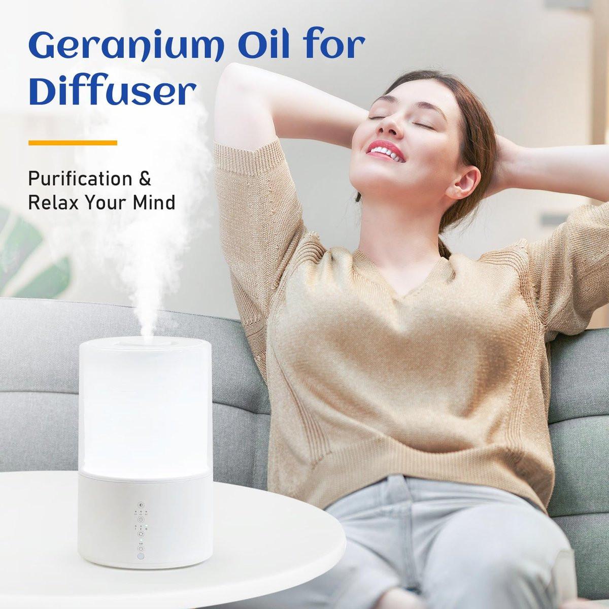 HIQILI Geraniumöl 30ml – 100% reines und natürliches ätherisches Öl für Haut, Diffuser & Kerzen, 1,01 Fl Oz