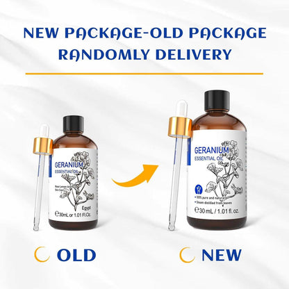 HIQILI Geraniumöl 30ml – 100% reines und natürliches ätherisches Öl für Haut, Diffuser & Kerzen, 1,01 Fl Oz