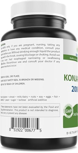 Brieofood Konjac-Wurzel Glucomannan 2000 mg pro Portion – 180 vegane Kapseln